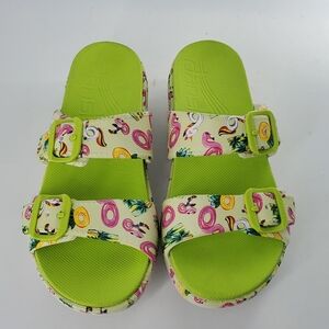 Dansko Green and Pink Flamingo Kandi Size 38 Shoes